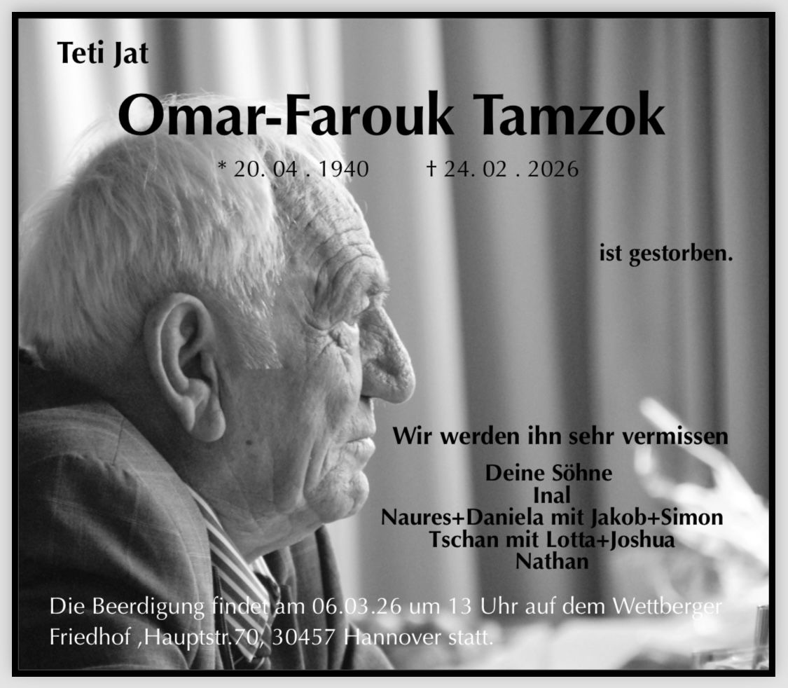 Wir nehmen Abschied von Omar-Farouk Tamzok